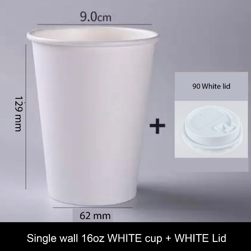 (Ready Stock)Coffee Tea Paper Cup Take Away Tasting High End Single Wall Disposable With Lid 8oz 12oz 16oz(±50pcs/bag))