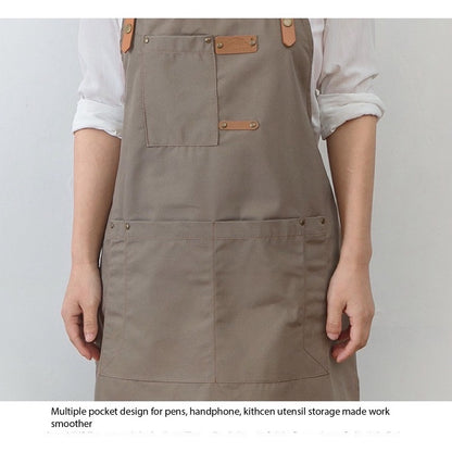 (READY STOCK)Cafe Barista Kitchen Premium Apron Unisex With Two Waist Pocket Adjustable Length Various Cols