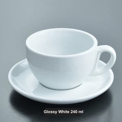 (Ready Stock)Coffee Espresso Latte Cup Ceramic Thick 210 ml  240ml 300ml with Saucer Multi Glossy Color Matt Colour