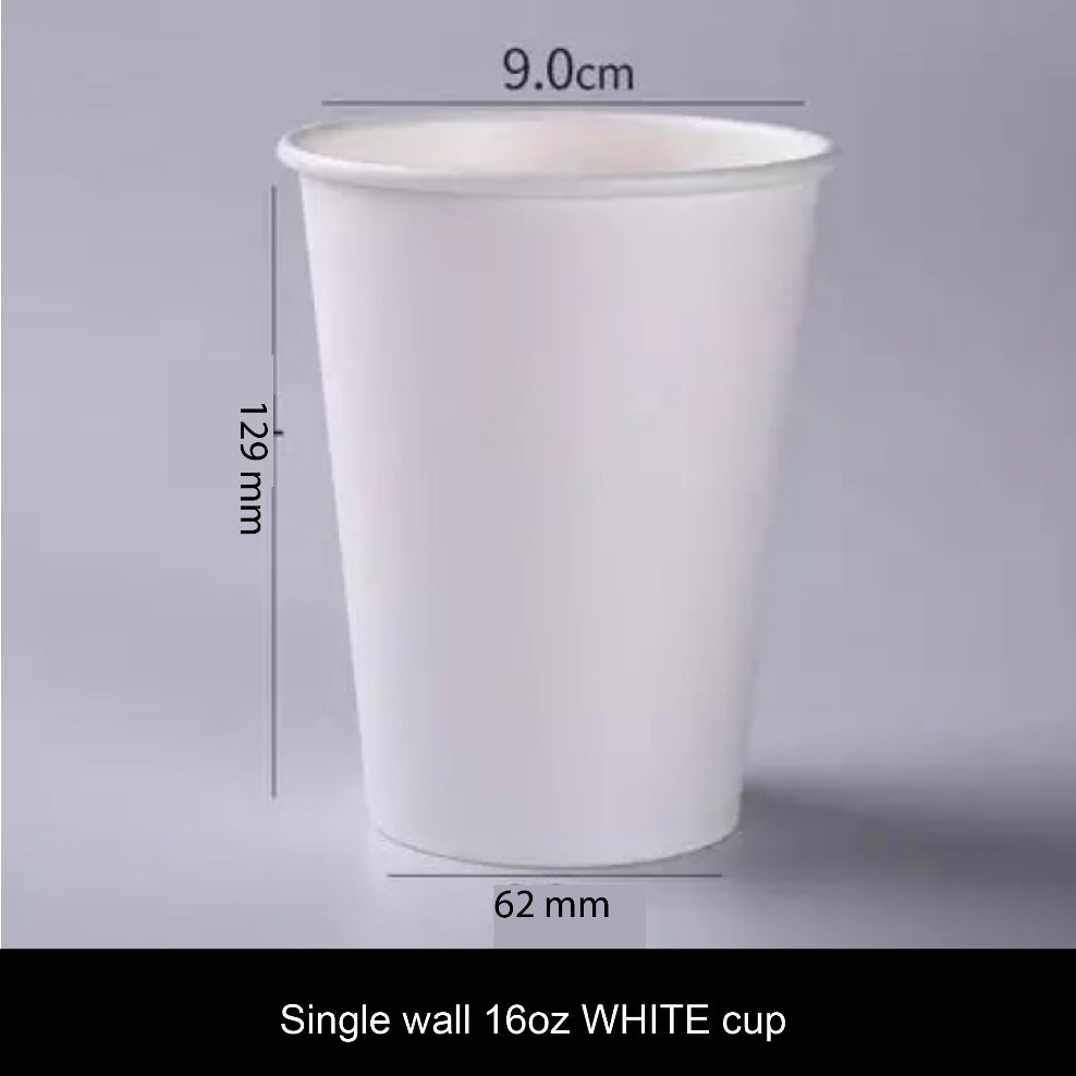 (Ready Stock)Coffee Tea Paper Cup Take Away Tasting High End Single Wall Disposable With Lid 8oz 12oz 16oz(±50pcs/bag))