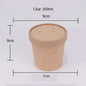 (READY STOCK)Disposable Take Away Kraft Paper Bowl With Paper Lid Hot Soup TAPAU Food Fruit Ice Cream Thick Paper 50 PCS