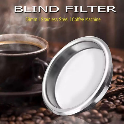 (Ready Stock)Espresso Coffee Portafilter Blank Basket Blind Filter Cleaning Disc 50mm Stainless Steel Basket 51 58mm