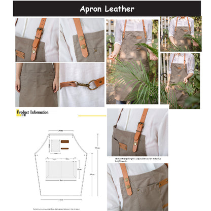 (READY STOCK)Cafe Barista Kitchen Premium Apron Unisex With Two Waist Pocket Adjustable Length Various Cols