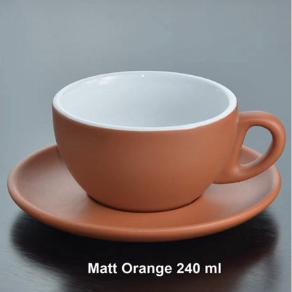 (Ready Stock)Coffee Espresso Latte Cup Ceramic Thick 210 ml  240ml 300ml with Saucer Multi Glossy Color Matt Colour