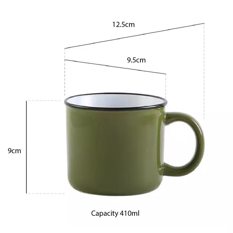 (Ready Stock)Espresso Coffee Tea Mug Ceramic Nostalgic Retro Ins Style 310ml 410ml