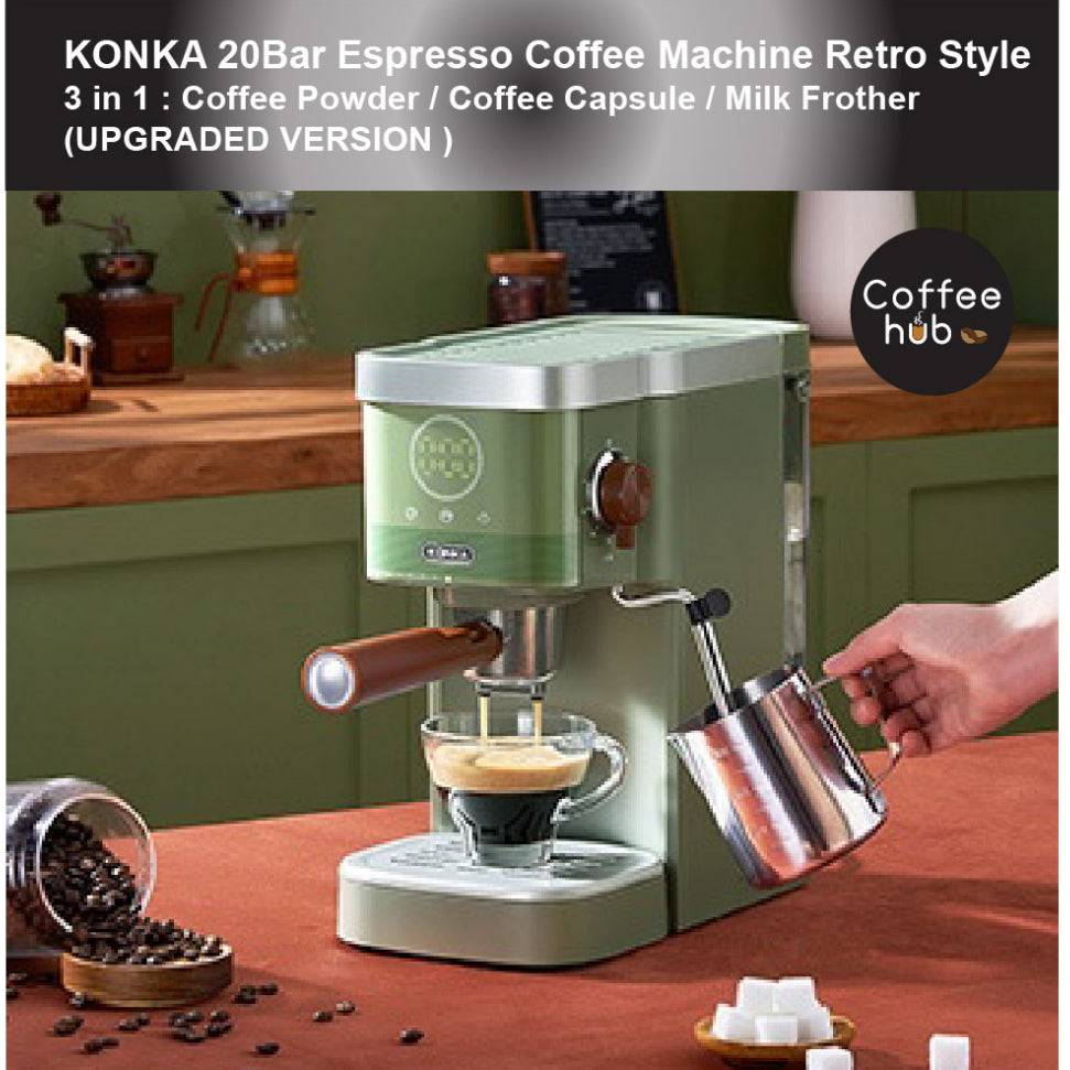 (READY STOCK)KONKA 20bar 3in1 Espresso Coffee Machine Coffee Maker Coffee Capsule Machine Milk Froth Latte Cappuccino