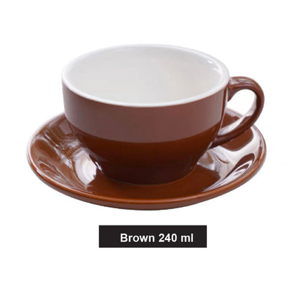 (Ready Stock)Coffee Espresso Latte Cup Ceramic Thick 210 ml  240ml 300ml with Saucer Multi Glossy Color Matt Colour