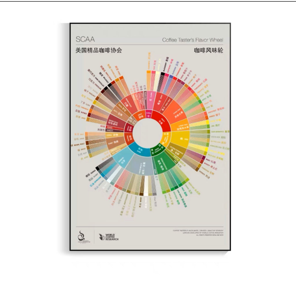 (Ready Stock)Coffee Cafe Wall Decoration Poster Coffee Taster's Flavor Wheel Photos Frame Premium