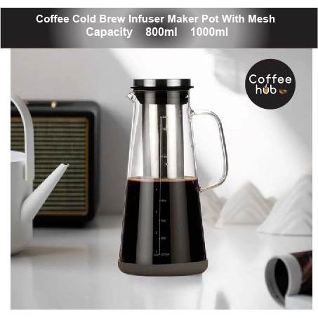 (Ready Stock)Cold Brew Infuser Coffee Maker Airtight With Lid Large Capacity Ice Tea Maker 800ml 1000ml