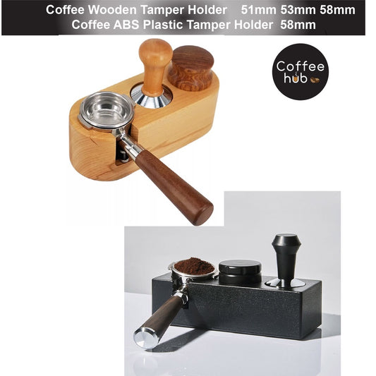 (Ready Stock)Coffee Wooden Tamper Holder ABS Plastic Tamping Stand 51mm 58mm Portafilter Tamper Distributor Solid Wood