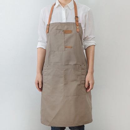 (READY STOCK)Cafe Barista Kitchen Premium Apron Unisex With Two Waist Pocket Adjustable Length Various Cols