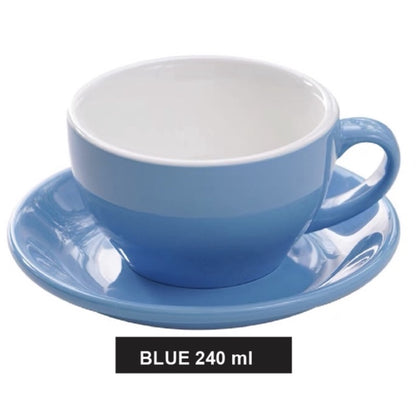 (Ready Stock)Coffee Espresso Latte Cup Ceramic Thick 210 ml  240ml 300ml with Saucer Multi Glossy Color Matt Colour