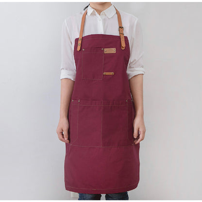 (READY STOCK)Cafe Barista Kitchen Premium Apron Unisex With Two Waist Pocket Adjustable Length Various Cols