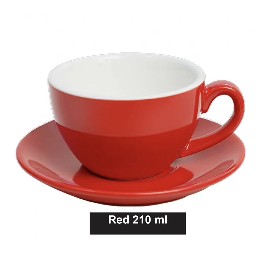 (Ready Stock)Coffee Espresso Latte Cup Ceramic Thick 210 ml  240ml 300ml with Saucer Multi Glossy Color Matt Colour