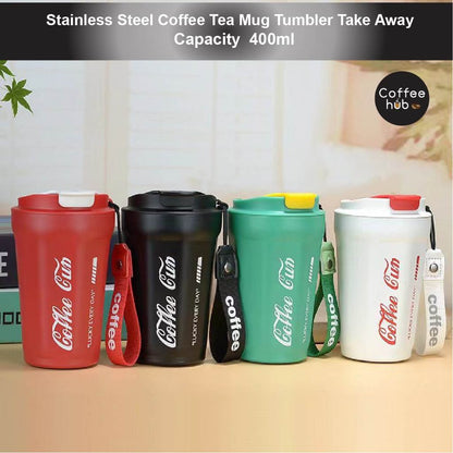 (Ready Stock)Coffee Espresso Tea Travel Sports Insulated Mug Tumbler 400ml Stainless Steel With Lid Multi Color