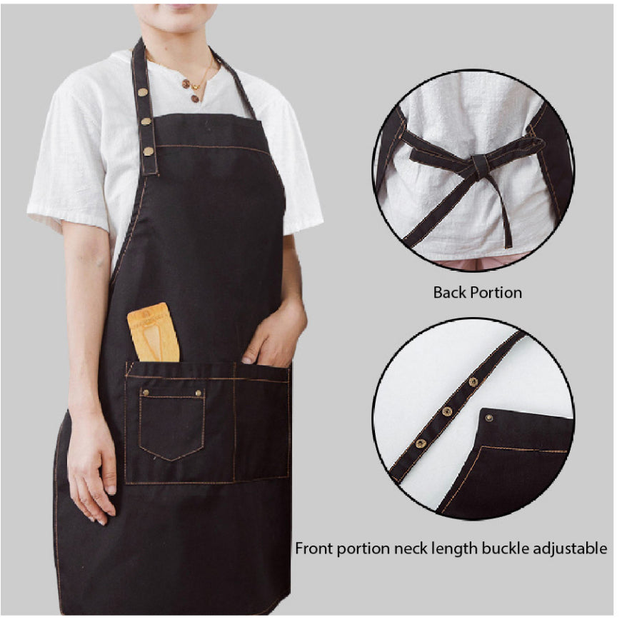 (READY STOCK)Cafe Barista Kitchen Premium Apron Unisex With Two Waist Pocket Adjustable Length Various Cols