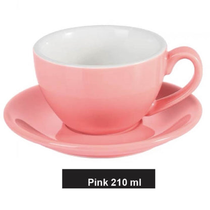 (Ready Stock)Coffee Espresso Latte Cup Ceramic Thick 210 ml  240ml 300ml with Saucer Multi Glossy Color Matt Colour