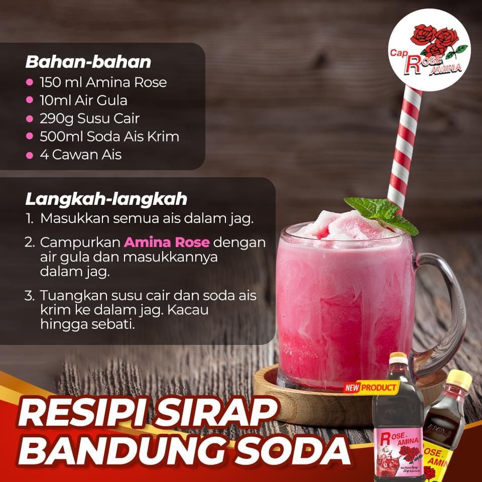 (Ready Stock)Sirap Brand Rose AMINA Layer Tea/Honey/Thai Tea/ Thai Green Tea Syrup 750mL 1600ml Halal