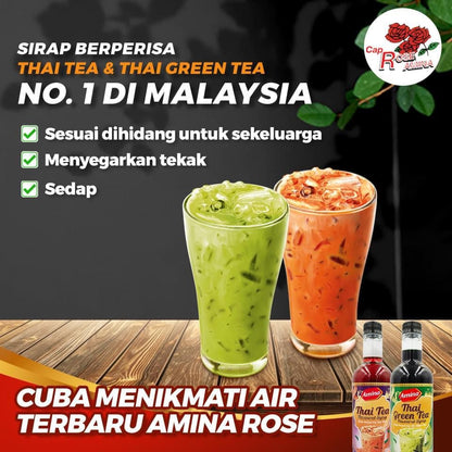 (Ready Stock)Sirap Brand Rose AMINA Layer Tea/Honey/Thai Tea/ Thai Green Tea Syrup 750mL 1600ml Halal