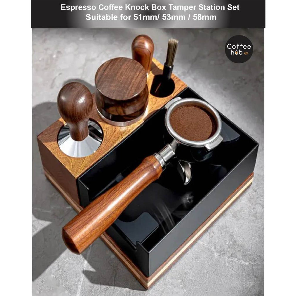 (Ready Stock)51/53/58mm Coffee Tamper Holder Espresso Knock Box Storage Base Station Mat