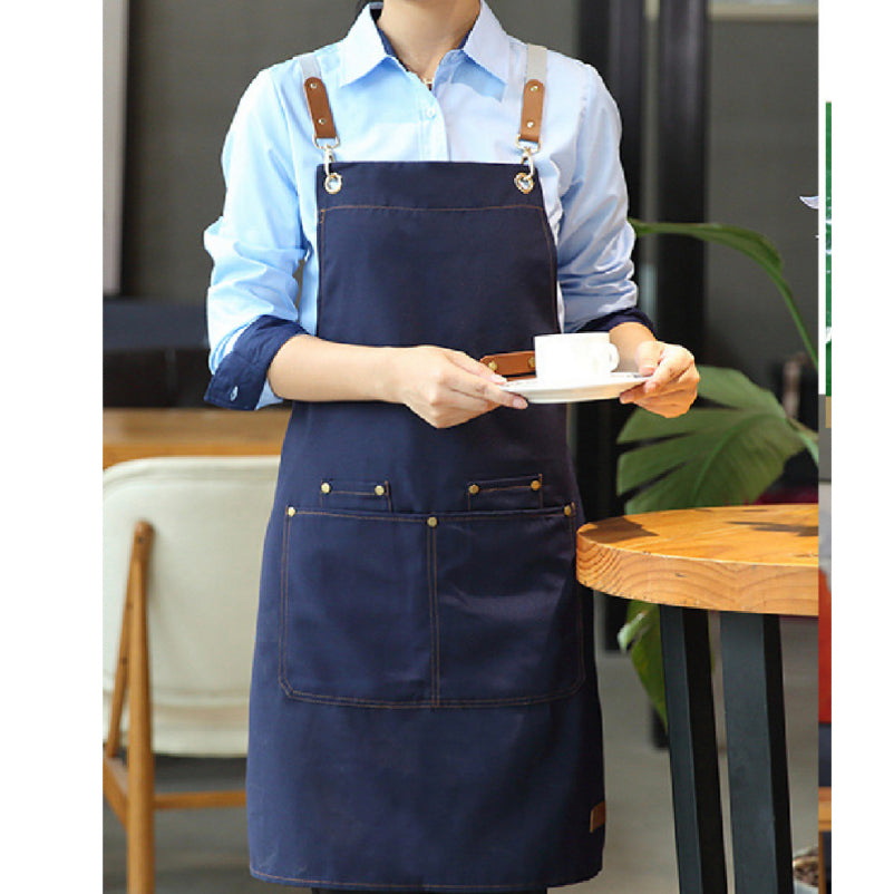 (READY STOCK)Cafe Barista Kitchen Premium Apron Unisex With Two Waist Pocket Adjustable Length Various Cols