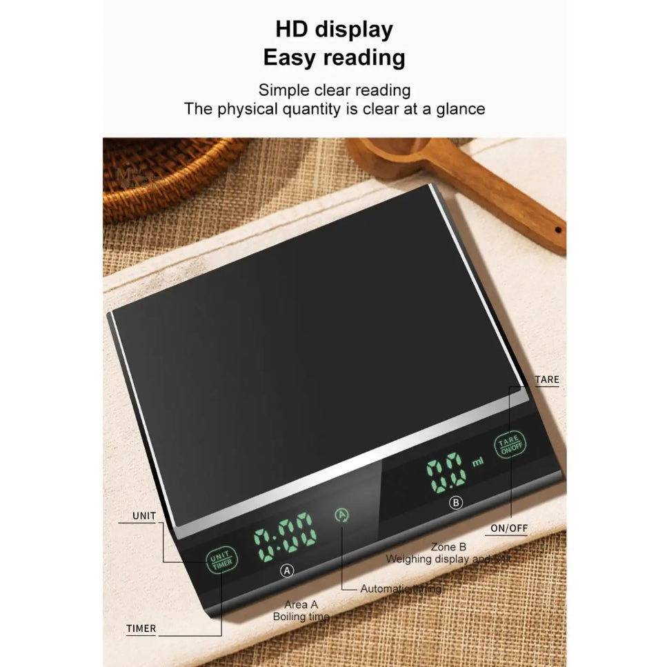 (Ready Stock)Espresso Coffee Digital Precision Smart Scale Food Scale With Timer Function LED Display Screen 3kg/01gram