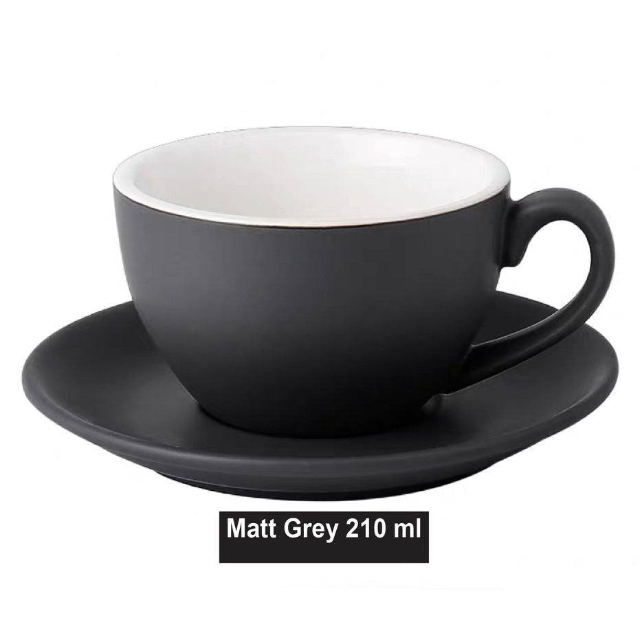 (Ready Stock)Coffee Espresso Latte Cup Ceramic Thick 210 ml  240ml 300ml with Saucer Multi Glossy Color Matt Colour