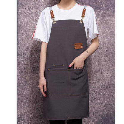 (READY STOCK)Cafe Barista Kitchen Premium Apron Unisex With Two Waist Pocket Adjustable Length Various Cols