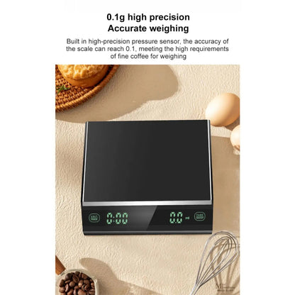 (Ready Stock)Espresso Coffee Digital Precision Smart Scale Food Scale With Timer Function LED Display Screen 3kg/01gram