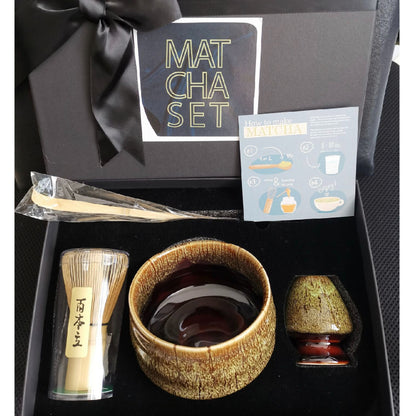 (Ready Stock)Matcha Bamboo Whisk Scoop Whisk Holder Matcha Tea Bowl Gift Box Set Starter Set Japanese Tools Accessories