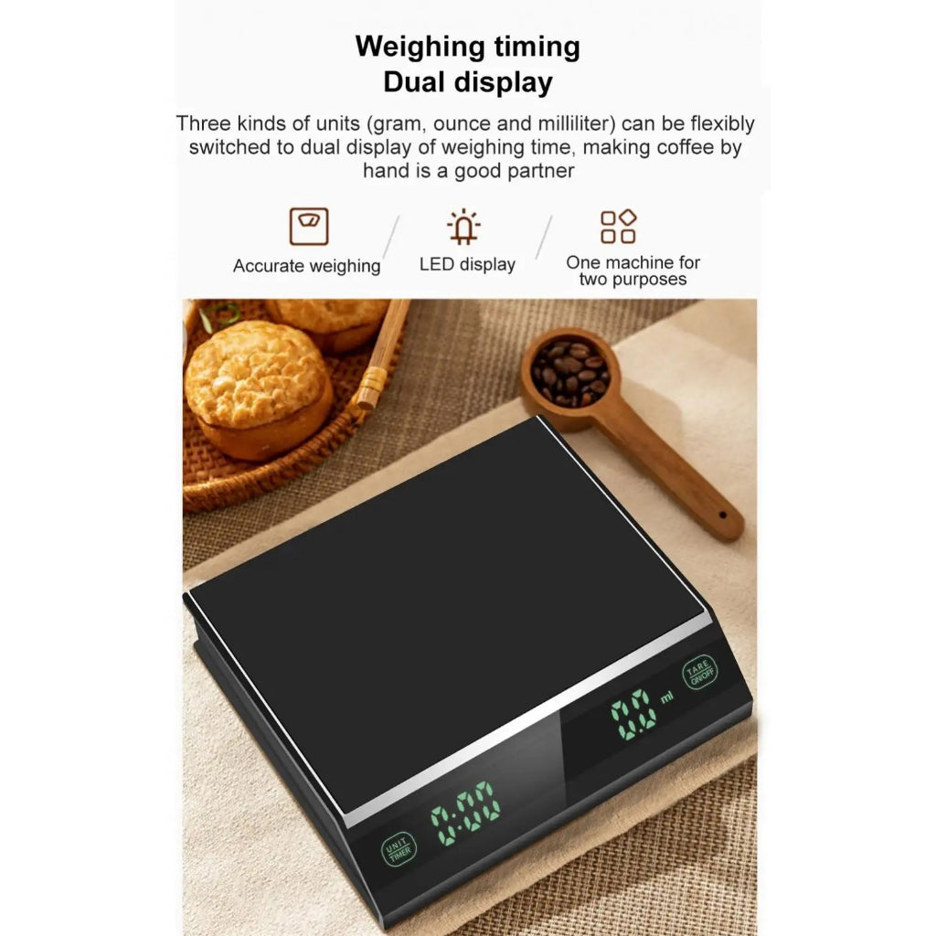 (Ready Stock)Espresso Coffee Digital Precision Smart Scale Food Scale With Timer Function LED Display Screen 3kg/01gram