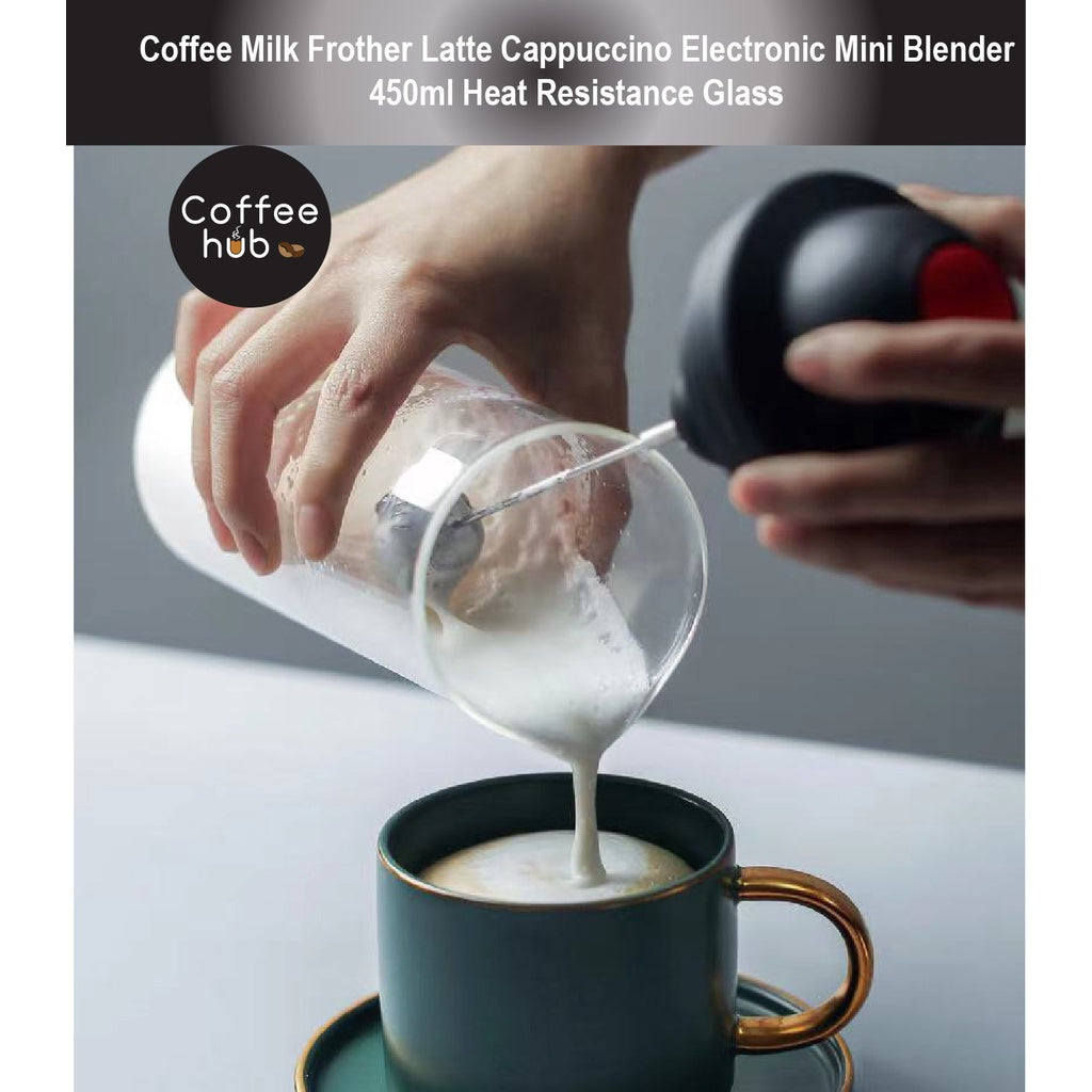 (READY STOCK))Espresso Coffee Latte Art Electronic Milk Frother Mini Blender Drink Mixer Egg Beater 450ml