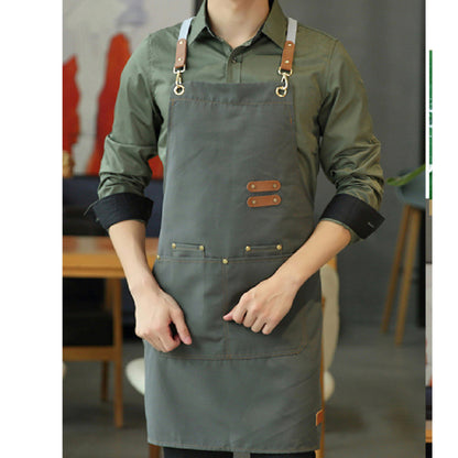 (READY STOCK)Cafe Barista Kitchen Premium Apron Unisex With Two Waist Pocket Adjustable Length Various Cols