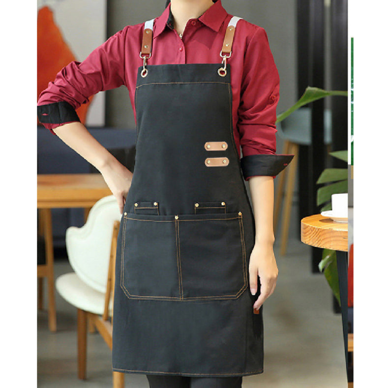 (READY STOCK)Cafe Barista Kitchen Premium Apron Unisex With Two Waist Pocket Adjustable Length Various Cols