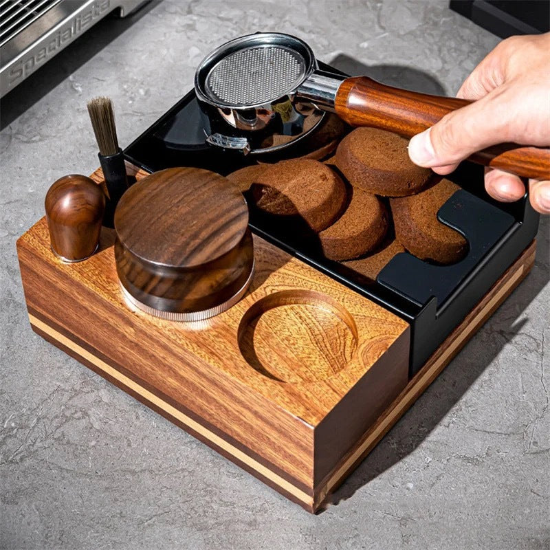 (Ready Stock)51/53/58mm Coffee Tamper Holder Espresso Knock Box Storage Base Station Mat