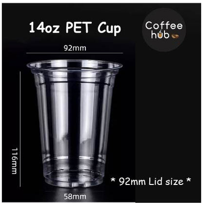 (Ready Stock)Coffee Latte Tea PET Cup Boba Bubble Milk Cup Disposable Take Away With Flat Dome Lid 12oz 16oz 20oz 24oz