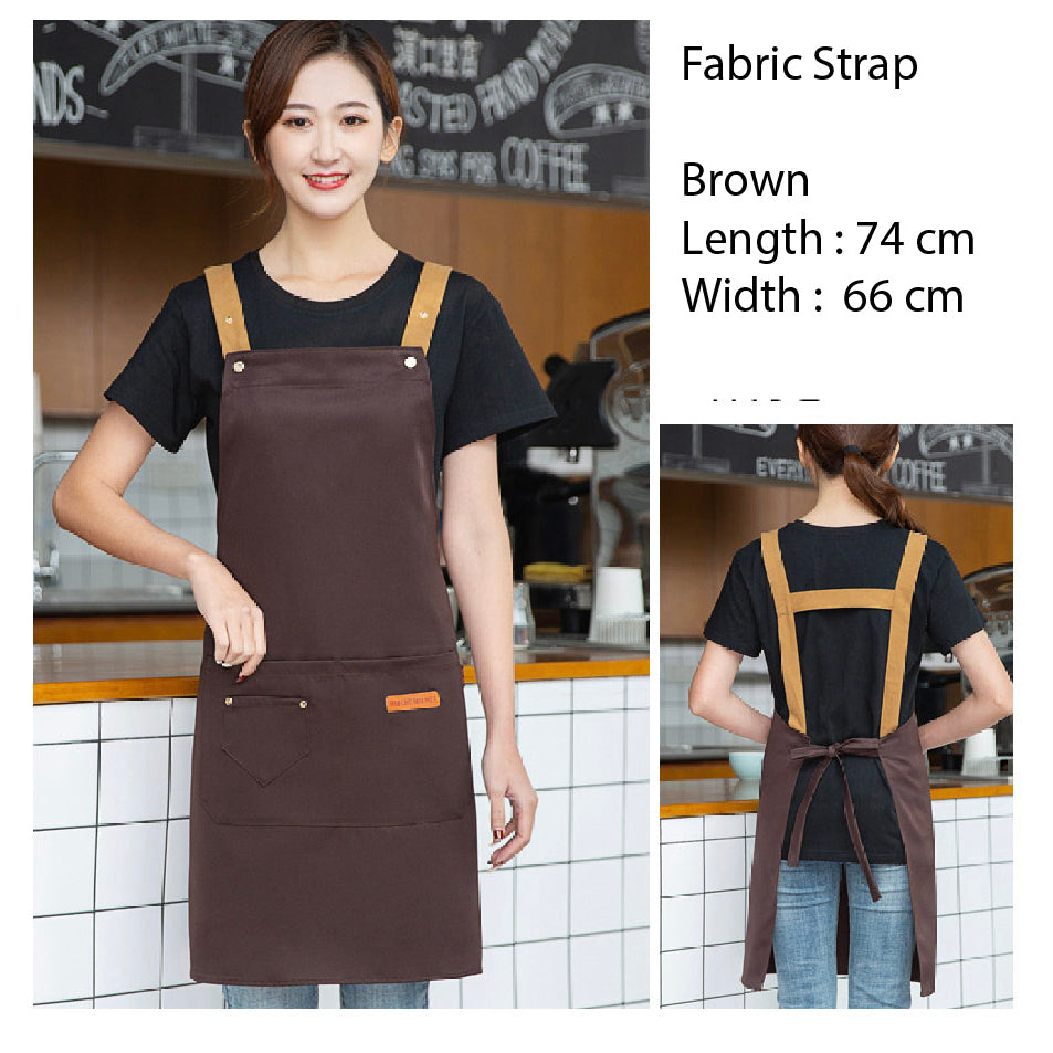 (READY STOCK)Cafe Barista Kitchen Premium Apron Unisex With Two Waist Pocket Adjustable Length Various Cols