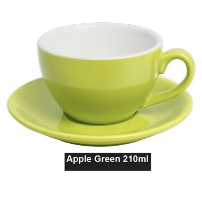 (Ready Stock)Coffee Espresso Latte Cup Ceramic Thick 210 ml  240ml 300ml with Saucer Multi Glossy Color Matt Colour