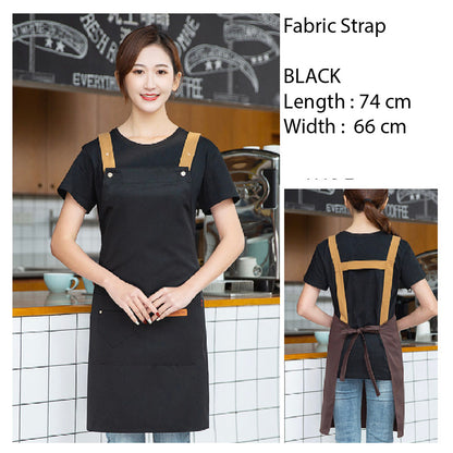 (READY STOCK)Cafe Barista Kitchen Premium Apron Unisex With Two Waist Pocket Adjustable Length Various Cols