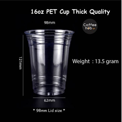 (Ready Stock)Coffee Latte Tea PET Cup Boba Bubble Milk Cup Disposable Take Away With Flat Dome Lid 12oz 16oz 20oz 24oz