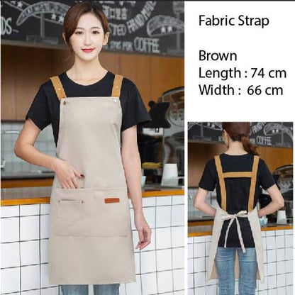 (READY STOCK)Cafe Barista Kitchen Premium Apron Unisex With Two Waist Pocket Adjustable Length Various Cols