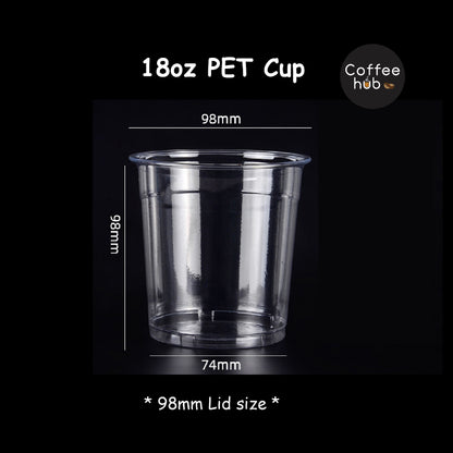 (Ready Stock)Coffee Latte Tea PET Cup Boba Bubble Milk Cup Disposable Take Away With Flat Dome Lid 12oz 16oz 20oz 24oz