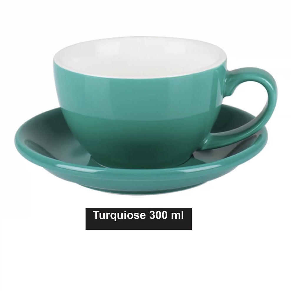 (Ready Stock)Coffee Espresso Latte Cup Ceramic Thick 210 ml  240ml 300ml with Saucer Multi Glossy Color Matt Colour