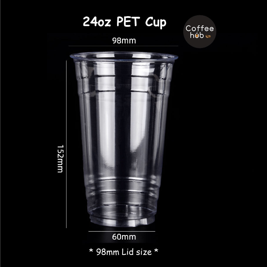 (Ready Stock)Coffee Latte Tea PET Cup Boba Bubble Milk Cup Disposable Take Away With Flat Dome Lid 12oz 16oz 20oz 24oz