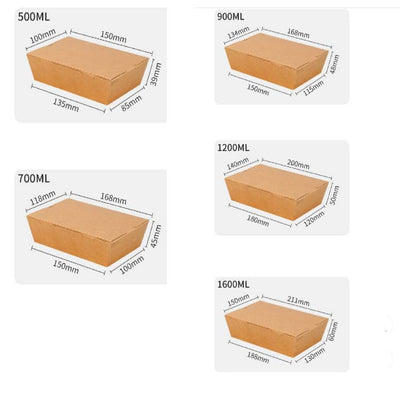 (Ready Stock)Disposable Take Away Kraft Cardboard Lunch Box Picnic Box Food Packaging  Various Sizes 50pcs