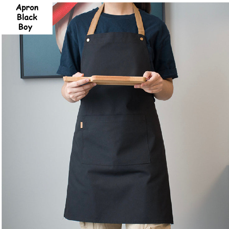 (READY STOCK)Cafe Barista Kitchen Premium Apron Unisex With Two Waist Pocket Adjustable Length Various Cols