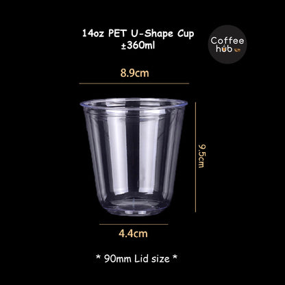 (Ready Stock)Coffee Latte Tea PET Cup Boba Bubble Milk Cup Disposable Take Away With Flat Dome Lid 12oz 16oz 20oz 24oz