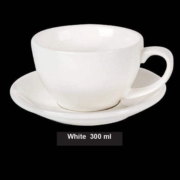 (Ready Stock)Coffee Espresso Latte Cup Ceramic Thick 210 ml  240ml 300ml with Saucer Multi Glossy Color Matt Colour