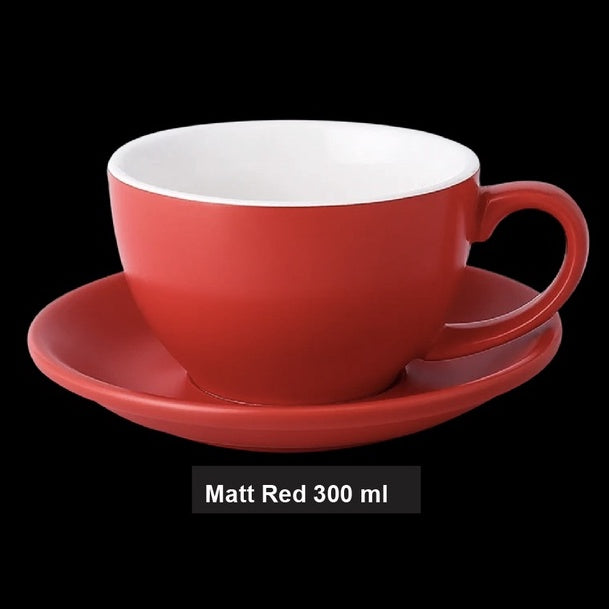 (Ready Stock)Coffee Espresso Latte Cup Ceramic Thick 210 ml  240ml 300ml with Saucer Multi Glossy Color Matt Colour