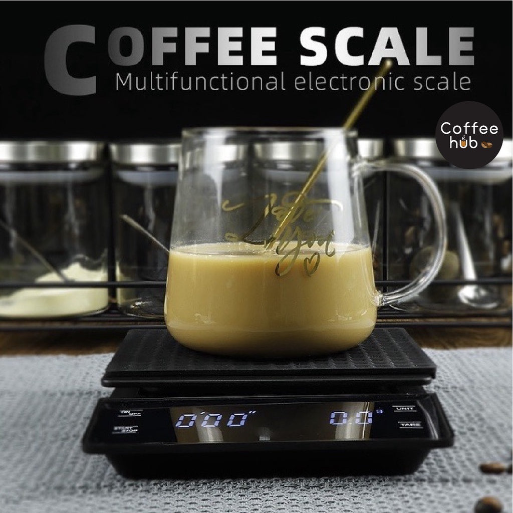 (Ready Stock)Coffee Espresso Kitchen Baking Digital Weighing Timer Tare Function Scale Accuracy 0.1 to 3000 gram BLK